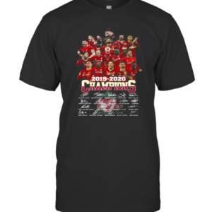 Liverpool Football Club Team 2019 2020 Champions Signatures T-Shirt