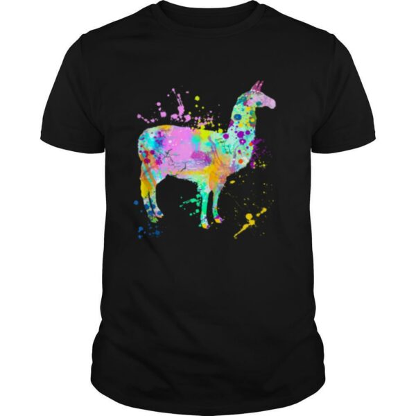 Llama Watercolor Paint Splash Artsy Love Llamas Alpaca shirt