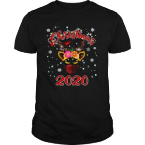 Lockdown christmas 2020 unicorn reindeer red plaid face mask shirt