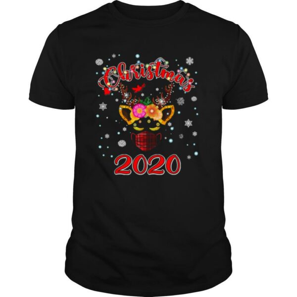 Lockdown christmas 2020 unicorn reindeer red plaid face mask shirt