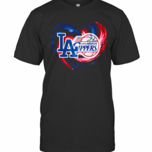 Los Angeles Dodgers And Los Angeles Clippers Heart Color T-Shirt
