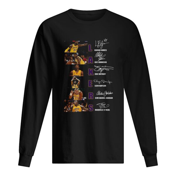 Los Angeles Lakers Lebron James Magic Johnson Kobe Bryant Elgin Baylor signatures shirt