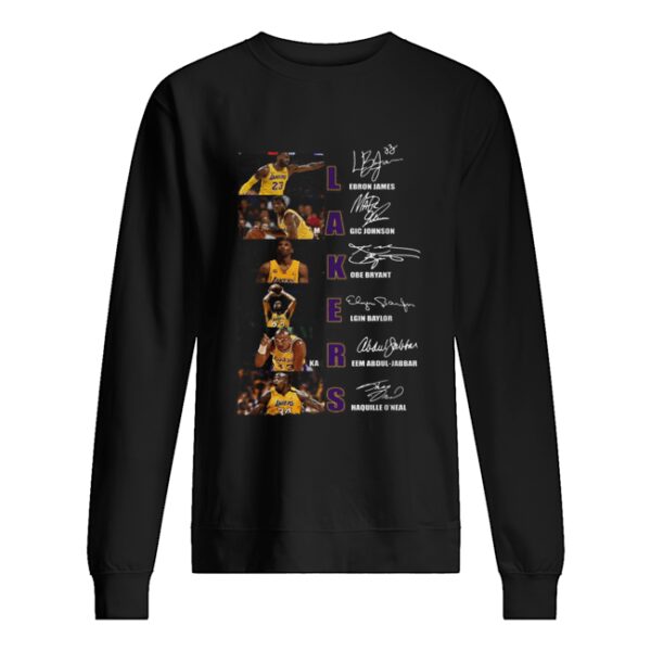 Los Angeles Lakers Lebron James Magic Johnson Kobe Bryant Elgin Baylor signatures shirt