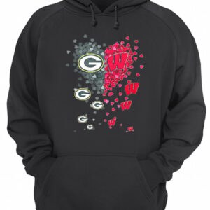 Love Green Bay Packers Wisconsin Badgers Tiny Hearts Shape shirt 2 Love Green Bay Packers Wisconsin Badgers Tiny Hearts Shape shirt 3