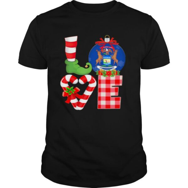 Love Michigan State Flag Pajama Elf Merry Christmas shirt