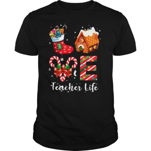 Love Teacher Life Merry Christmas Sock Gift shirt