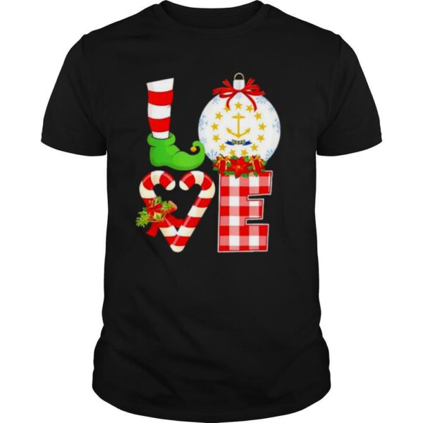 Love flag of Rhode Island Christmas shirt