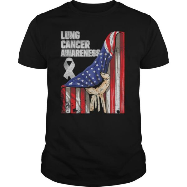 Lung Cancer Awareness American Flag shirt