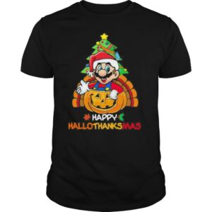 Mario happy hallothanksmas halloween thanksgiving christmas shirt