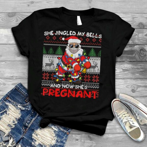 Mens Santa Claus Ugly Christmas Pregnancy Announcement shirt