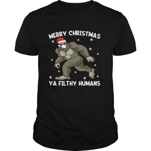 Merry Christmas Bigfoot Face Mask Sasquatch Santa shirt