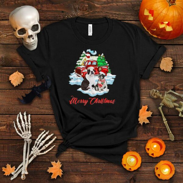 Merry Christmas Funny Santa Boston Terrier Dog Christmas T Shirt