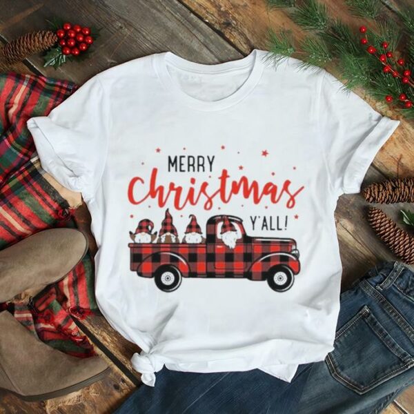 Merry Christmas Gnomes Buffalo Plaid Truck T Shirt