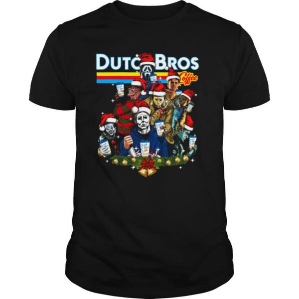 Merry Christmas Horror movie characters Dutch Bros coffee shirt