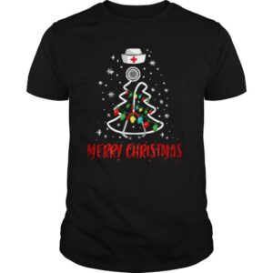 Merry Christmas Nurse Shirt Stethoscope Tree Lights Gift shirt