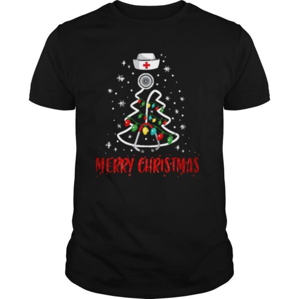 Merry Christmas Nurse Shirt Stethoscope Tree Lights Gift shirt