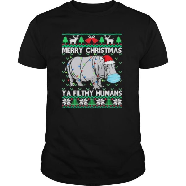 Merry Christmas Sloth Santa Face Mask Ugly Christmas shirt