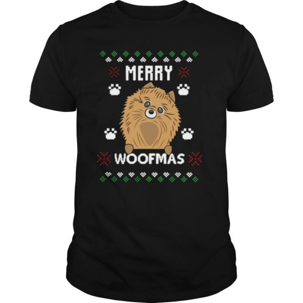 Merry Christmas Woofmas Pomeranian Dog Gift Ugly Christmas shirt