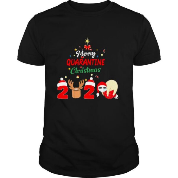 Merry Quarantine Christmas 2020 Sloth Hat Santa Christmas shirt