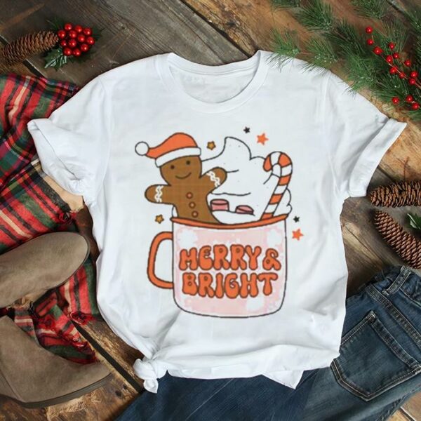 Merry and bright christmas coffee and cake t shirt