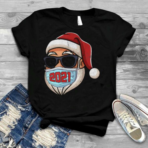 Merry christmas 2021 Santa In Sunglasses wearing Mask shirt