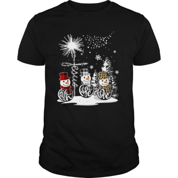 Merry christmas faith hope love snowman leopard shirt