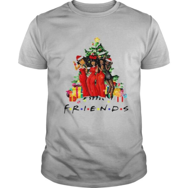 Merry christmas friends black woman shirt