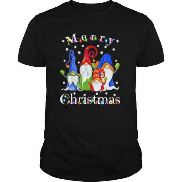 Merry christmas gnomes snow lights shirt