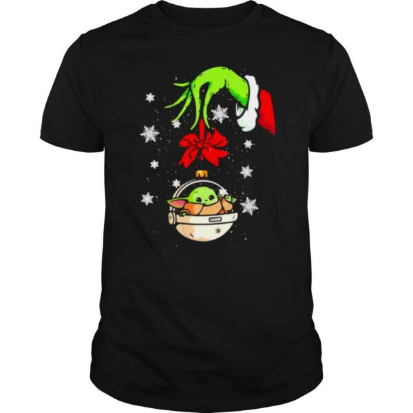 Merry christmas grinch holding baby yoda shirt