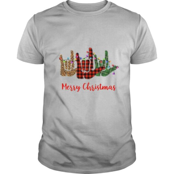 Merry christmas hand sign language leopard shirt