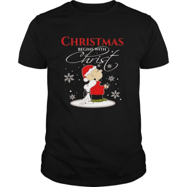 Merry christmas snoopy and charlie brown begins with christ shirt