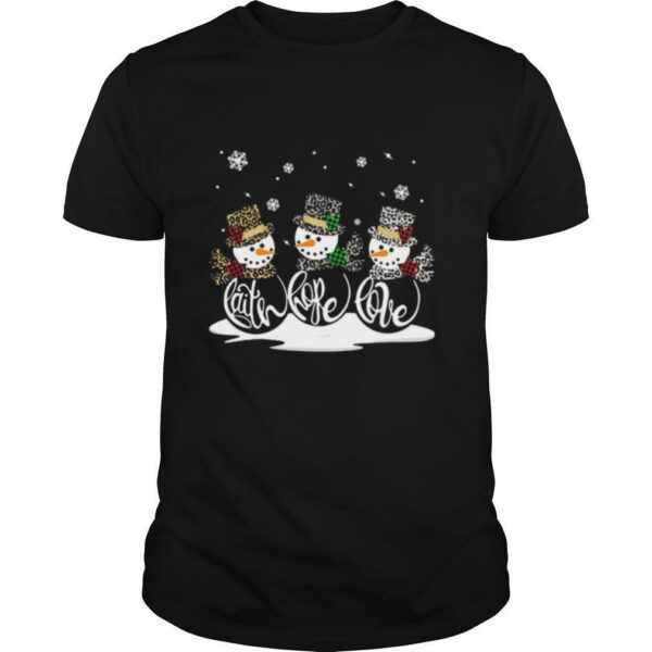 Merry christmas snowman faith hope love shirt