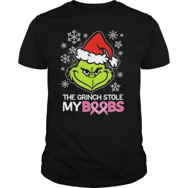 Merry christmas the grinch stole my boobs cancer awareness shirt