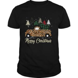 Merry christmas tree car vintage leopard shirt