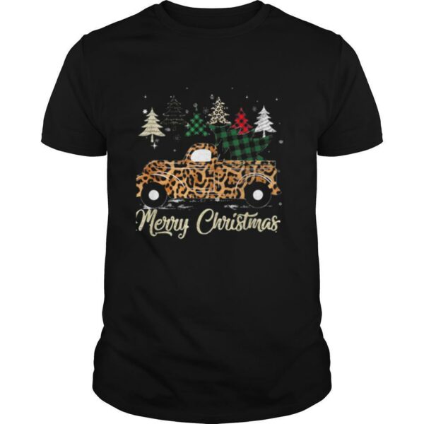 Merry christmas tree car vintage leopard shirt