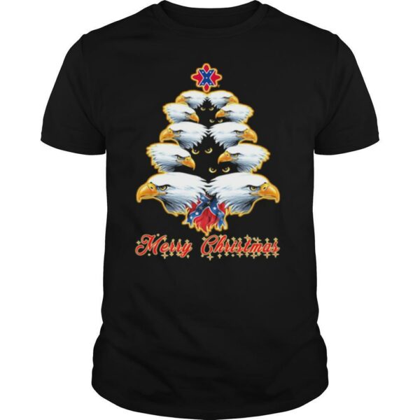 Merry christmas tree eagles british flag shirt