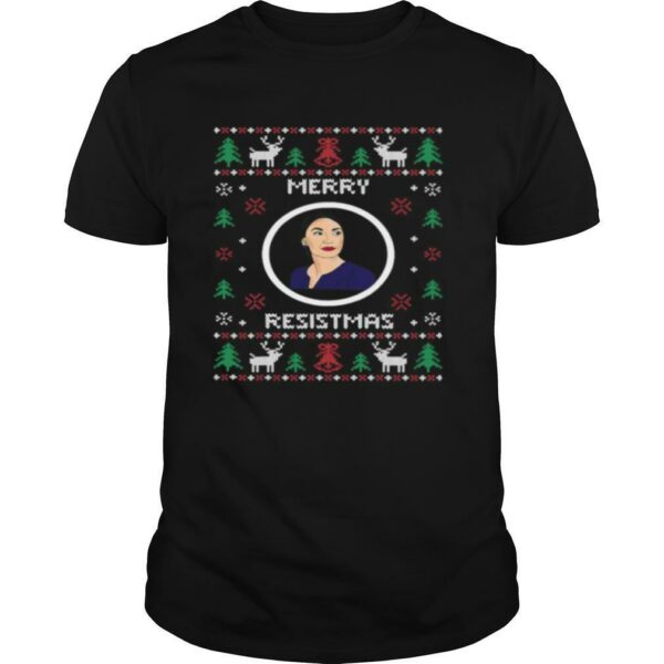 Merry resistmas aoc alexandria ocasio christmas ugly shirt