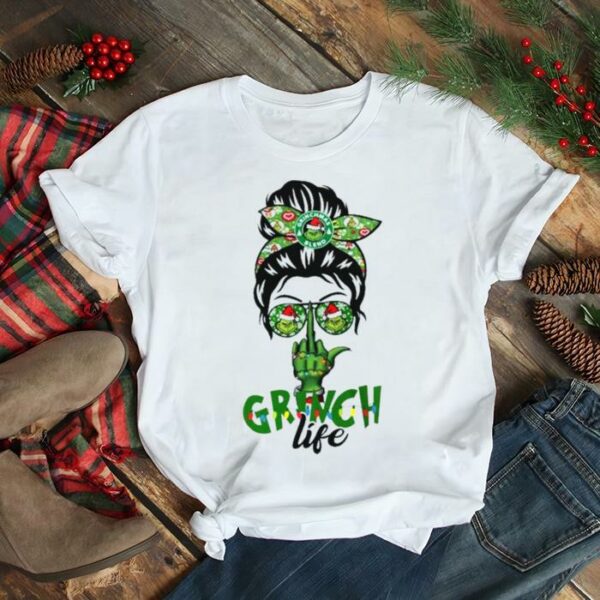 Messy Bun Grinch Life Finger Christmas 2022 shirt