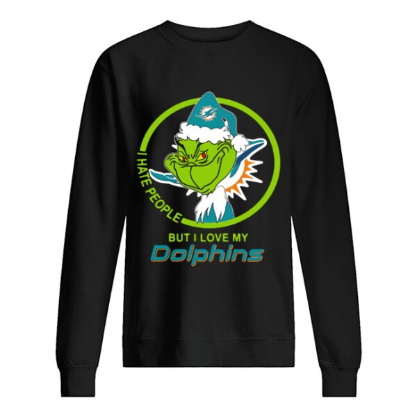 Miami Dolphins NFL Christmas Grinch Santa I Hate People But I Love My Dolphins shirt