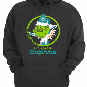 Miami Dolphins NFL Christmas Grinch Santa I Hate People But I Love My Dolphins shirt 3