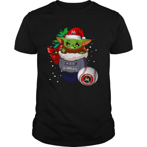 Miami Marlins Christmas Baby Yoda Star Wars Funny Happy MLB shirt