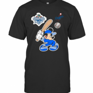 Mickey Mouse Playing Baseball World Series Champion Dodgers T-Shirt