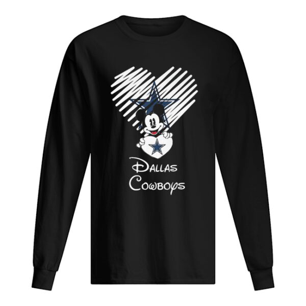 Mickey mouse hug heart dallas cowboys logo shirt