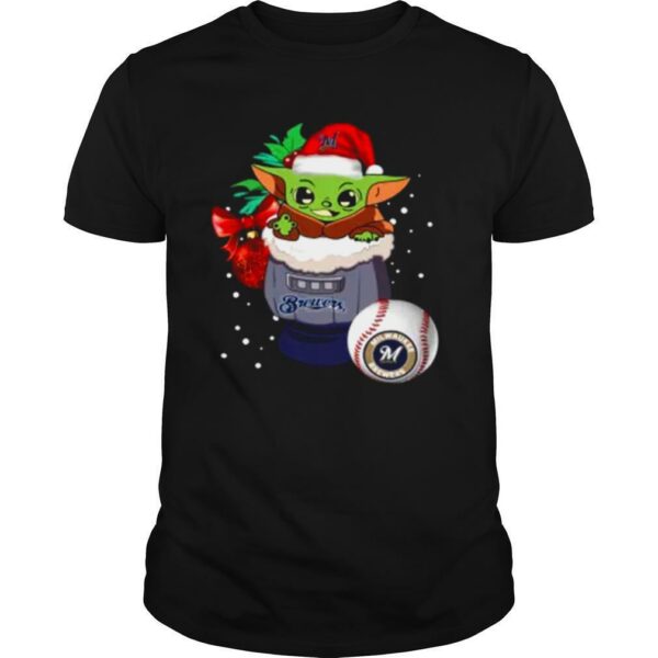 Milwaukee Brewers Christmas Baby Yoda Star Wars Funny Happy MLB shirt