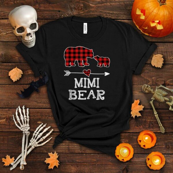 Mimi Bear Christmas Xmas Pajama Red Plaid Buffalo Family T Shirt