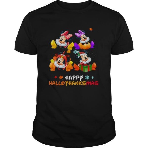 Minnie Disney Halloween And Merry Christmas Happy Hallothanksmas shirt