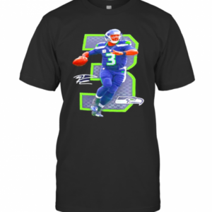 NFL Seattle Seahawks 3 Russell Wilson Signature T-Shirt