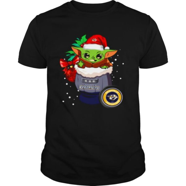 Nashville Predators Christmas Baby Yoda Star Wars Funny Happy NHL shirt