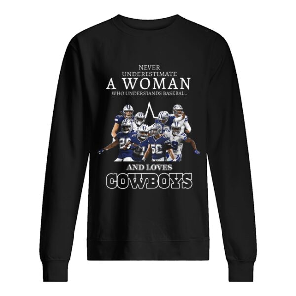 Never Underestimate A Woman Who Understands Baseball And Loves Cowboys shirt