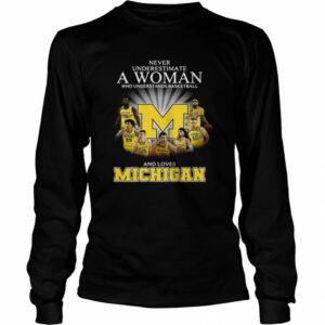 Never Underestimate A Woman Who Understands Basketball And Loves Michigan shirt Never Underestimate A Woman Who Understands Basketball And Loves Michigan shirt